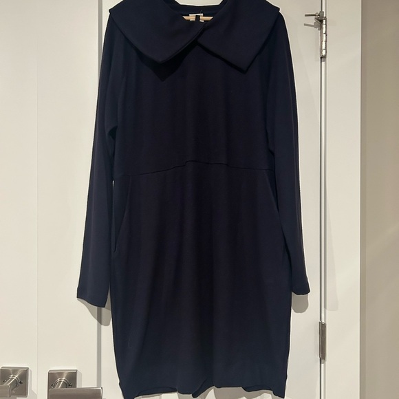 Cabi Round Up Blue Cobalt Wide Collar Pullover Mini Sweater Dress Style 4390 L - Picture 2 of 8